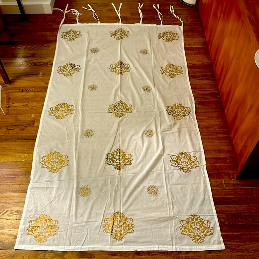 Bohemian style White cotton pair of curtains🤍🤍🤍